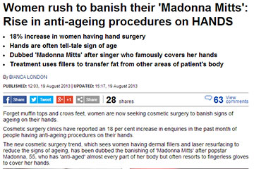 news women rush to banish their madonna mitts with the perfect anti ageing procedure for hands the private clinic