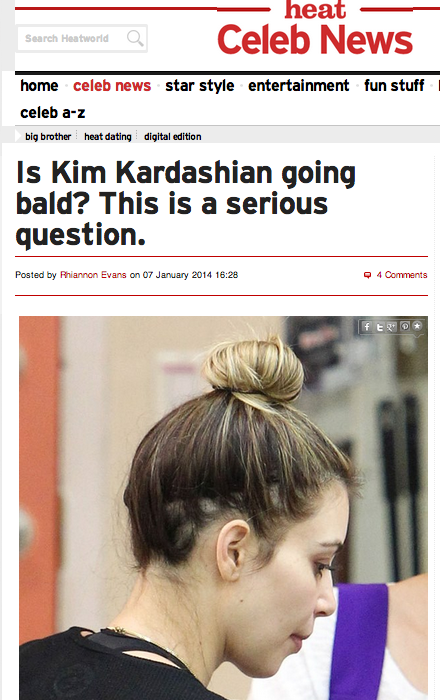 heat magazine ht Kim K Bald