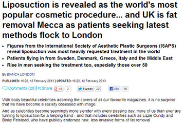 news liposuction is revealed as the worlds most popular cosmetic procedure the private clinic