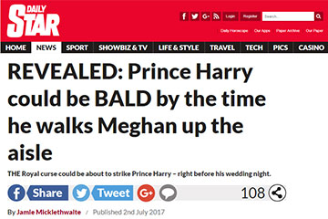 news prince harry could be bald by the time he walks meghan up the aisle