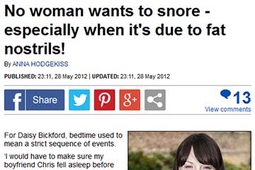 news snoring consequence and treatments discussed in the daily mail the private clinic