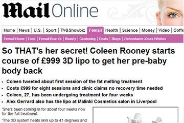 news so thats her secret coleen rooney starts course of 999 3D lipo to get her pre baby body back the private clinic