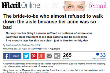 news the bride to be who almost refused to walk down the aisle because her acne was so bad the private clinic