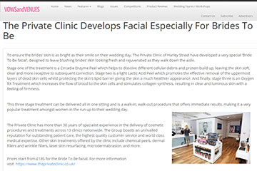 news the private clinic develops facial especially for brides to be