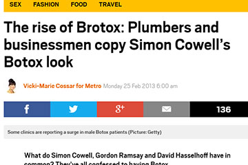 news the rise of brotox rise in the number of men opting for botox the private clinic