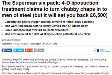 news the superman six pack 4D Liposuction treatment turns chubby chaps into men of steel the private clinic