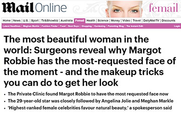 surgeons reveal why magot robbie has the most requested face