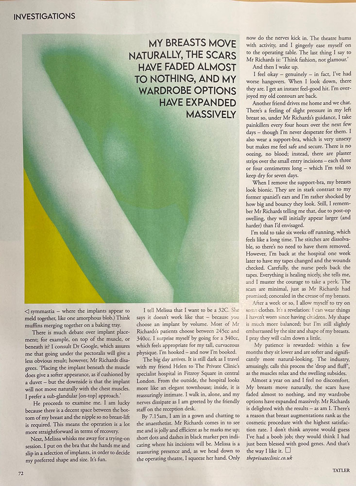 Tatler Top Breast enlargement Surgeon London 2023, best breast