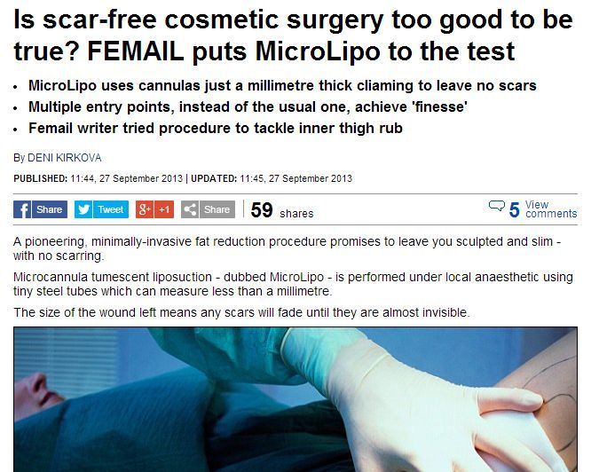 MicroLipo Reviewed in the Daily Mail Sep 2013