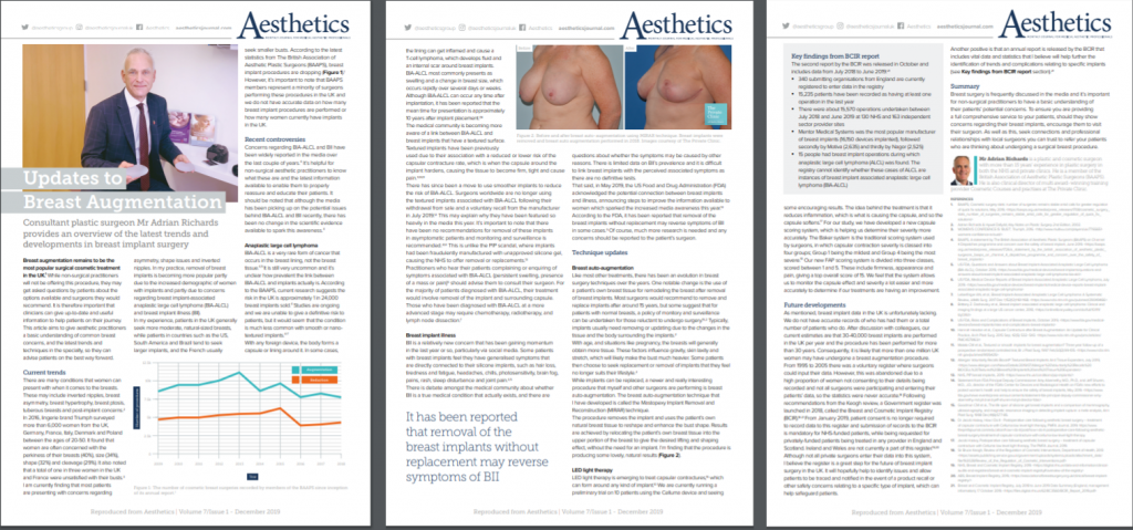 breast auto augmentation mr adrian richards aesthetics journal research